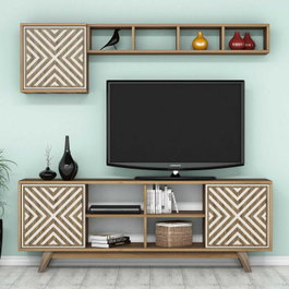 Hanah Home Mueble para TV Inci - Walnut, Cream